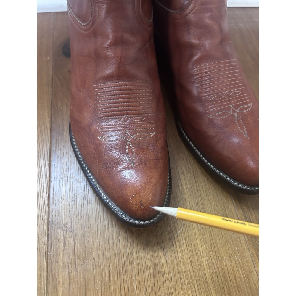 TONY LAMA Men's Size 10.5 EE Leather Cowboy Western Boots #5084 COGNAC Brown - Picture 9 of 11